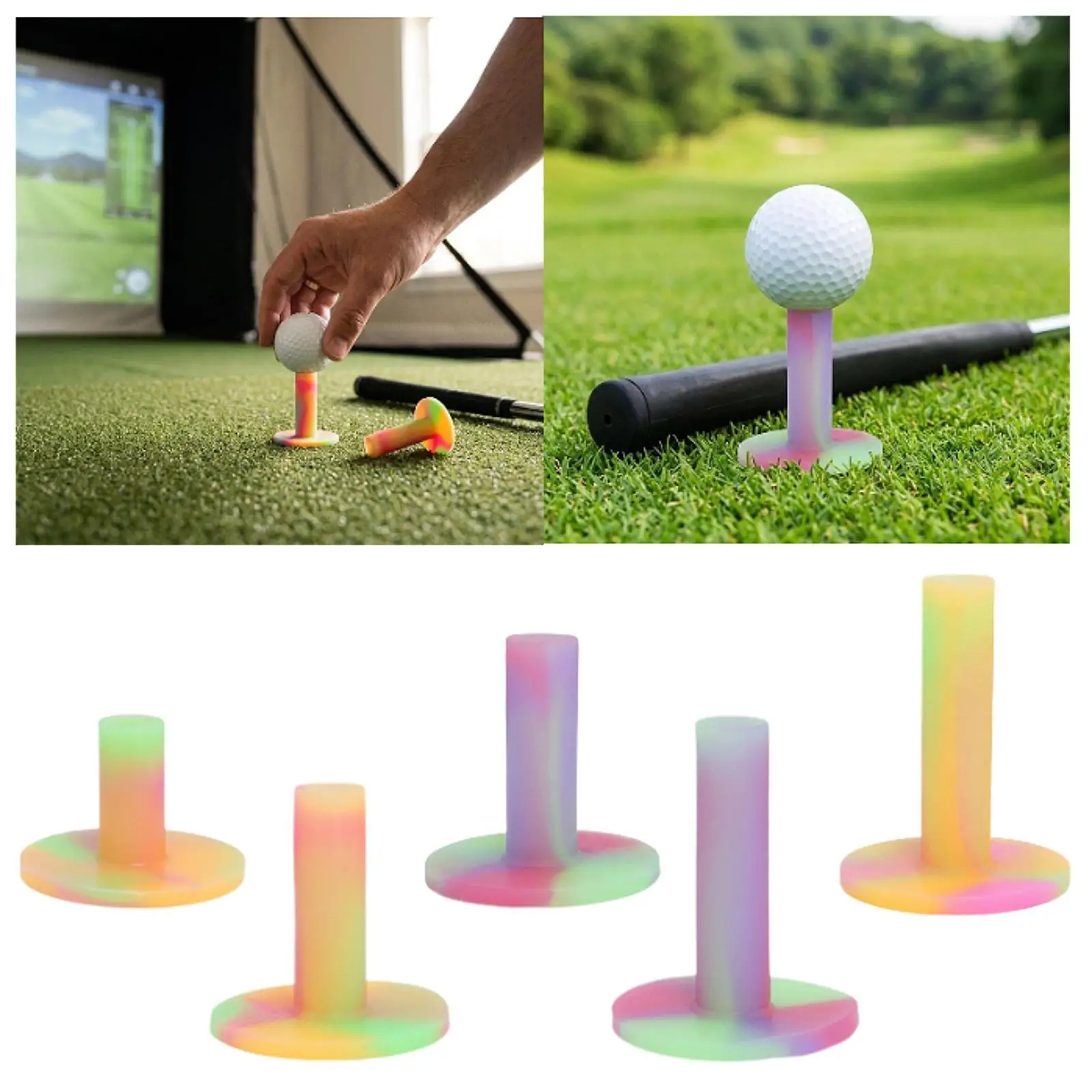 Golfing Tees Elastic Rubber Strong Resilience Sports Practice Accessory for Men and Women Golfers