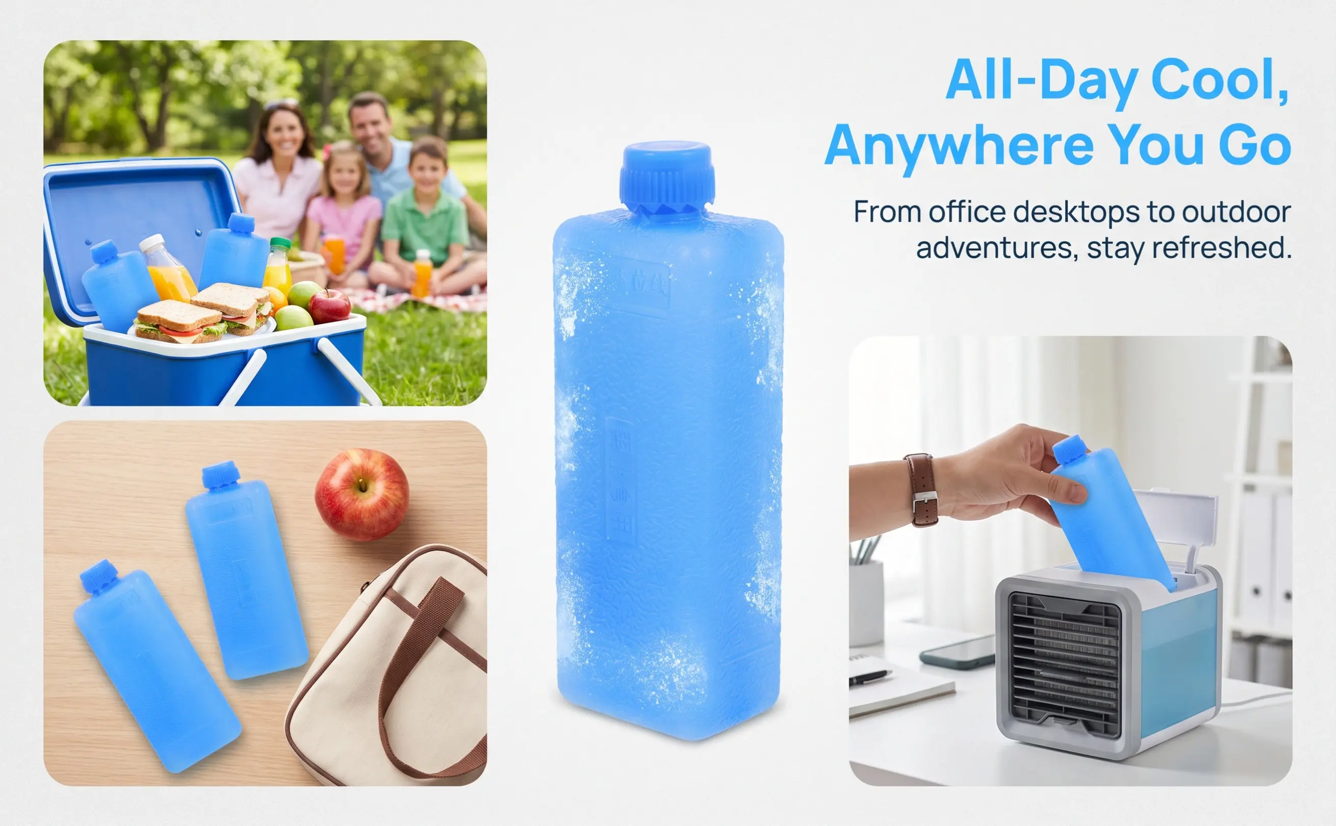 10Pcs Air Cooler Ice Pack Reusable Freezer Blocks Multi-Use Portable Cooling Bricks for Camping Office Outdoor Home Use