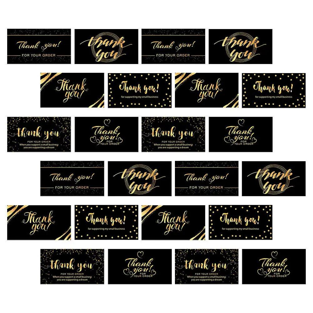 

50Pcs Black Foil Stamped Thank You Cards Elegant Thick Cardstock Appreciation Notes for Wedding Business Graduation Small