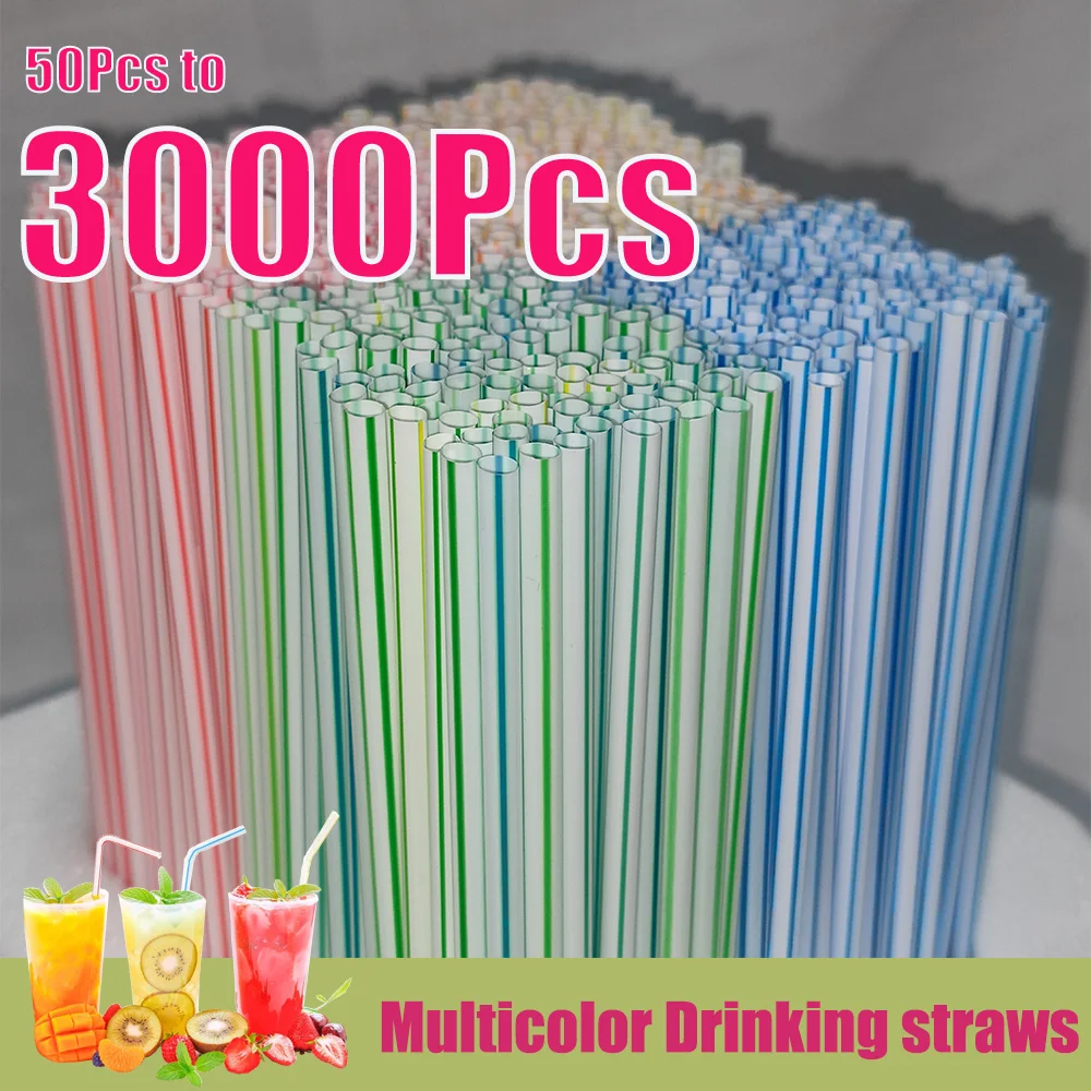 50/1000/3000PCS Colorful Drinking Straws Bar Party Wedding Kitchen Home Accessory Juice Beverage Cocktail Straw Wholesale