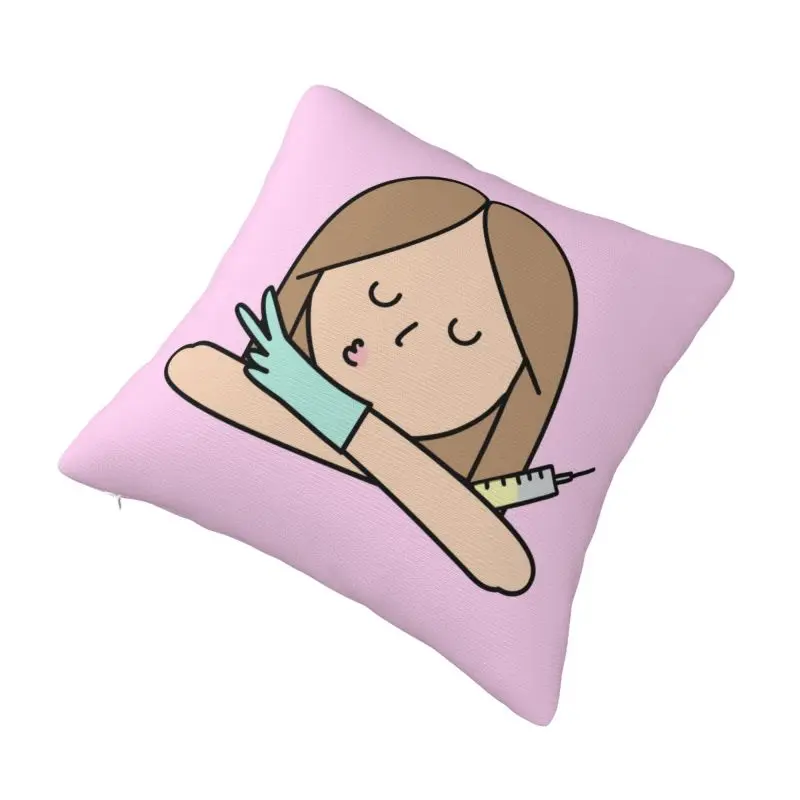 Custom Funny Cartoon Nurse Pillow Case 45x45cm Health Care Nursing Doctors Chair Cushion Cover Square Pillowcase