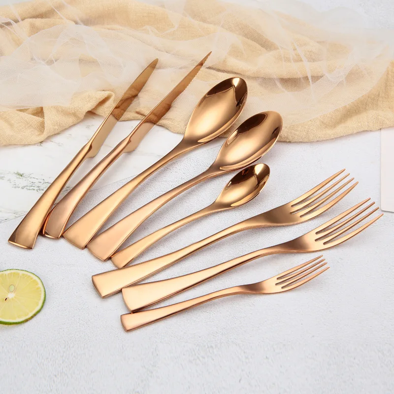 

24Pcs Cutlery Sets 18/8 Stainless Steel Western Dinnerware Silverware Kaya Food Tableware Tools Eco Friendly Dinning Table Set