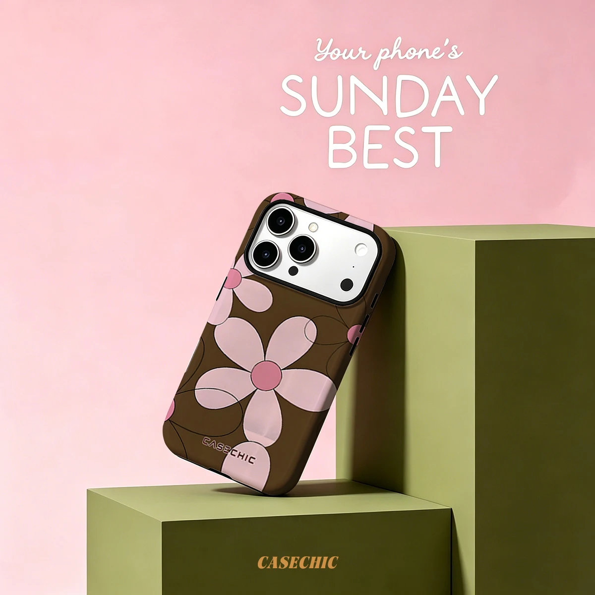Bruine basis roze daisy voor 2 - Phone Cases Brown recensie en prijs