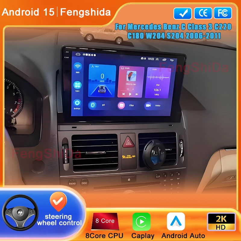 Car Radio For Mercedes Benz C Class 3 C220 C180 W204 S204 2006-2011 Android Auto Multimedia Video Player GPS Navigation No 2din