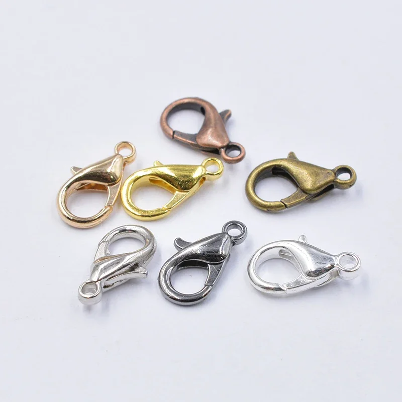 50pcs Mixed 7 Color 10/12/14/16mm Metal Lobster Clasp Hooks End Connectors For Jewelry Making Findings Necklace Bracelet DIY