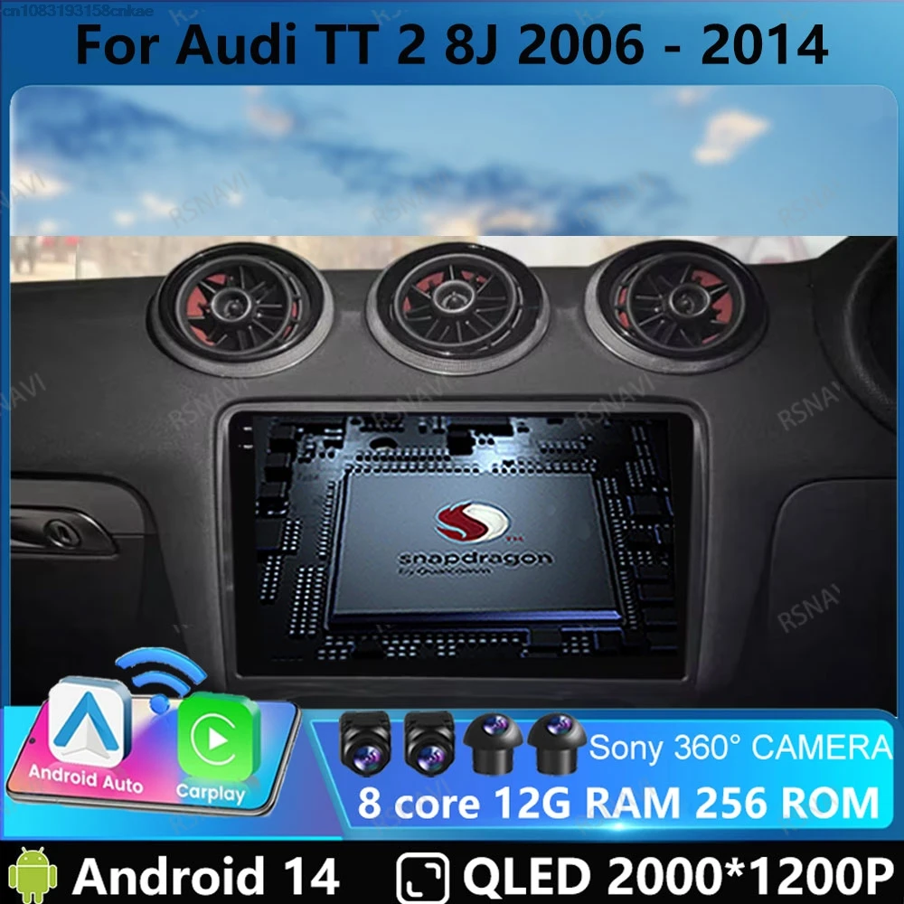 

Car Radio Andoird 14 For Audi TT MK2 8J 2006 - 2014 5G WIFI Navigation Head Unit Multimedia Stereo 2 DIN DSP 4G LTE BT DVD GPS