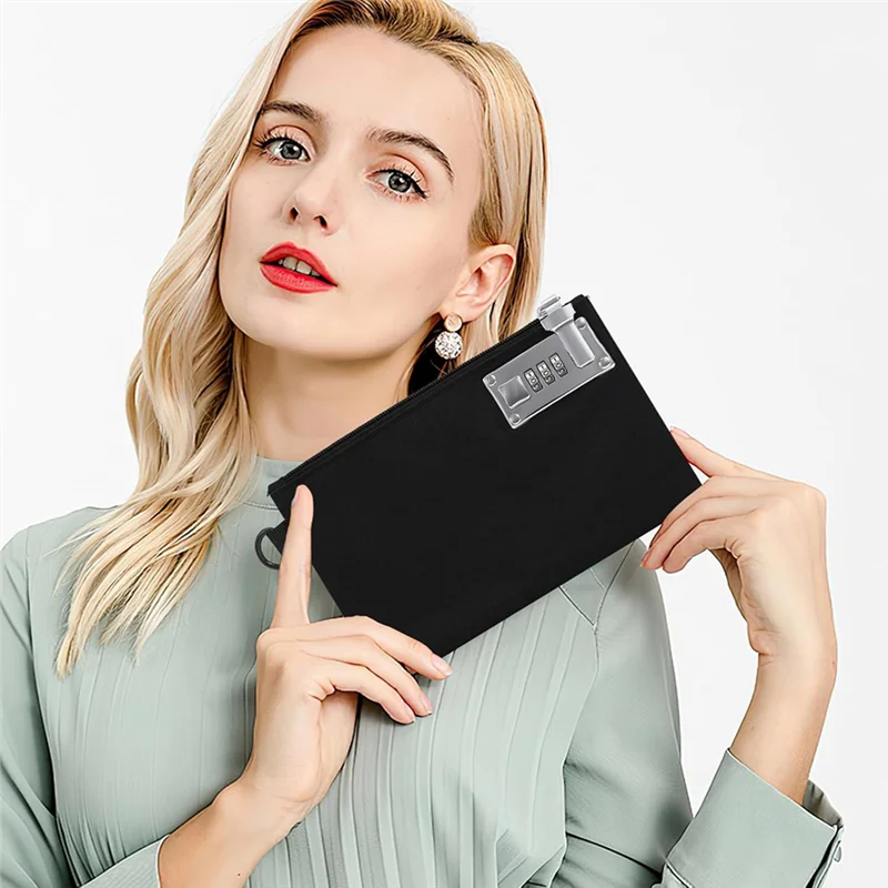 

T24C 2-х шт. запираемые карманы для денег, безопасный нейлоновый кошелек с замком, банковская сумка с застежкой-молнией для путешествий, наличных, ювелирных изделий, паспорта