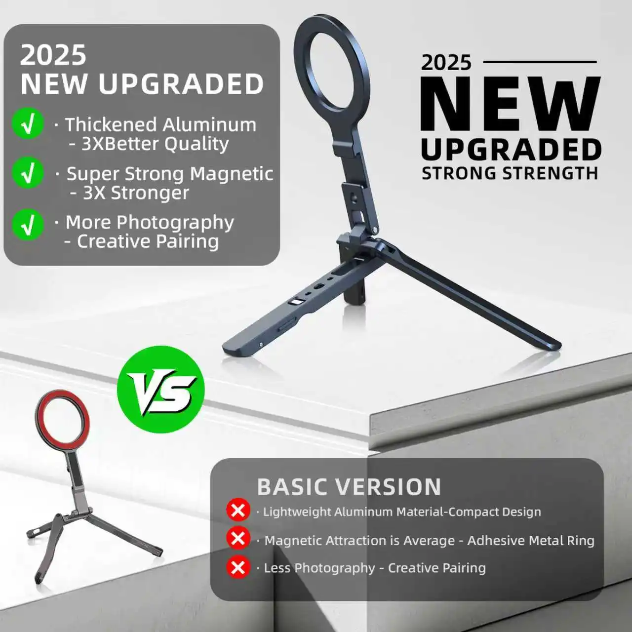 

Foldable Magnetic Pocket Phone Tripod with Hook Magnet Phone Holder 1/4" Screw Tripod Mount for iPhone 16 15 14 13 12 Pro Max