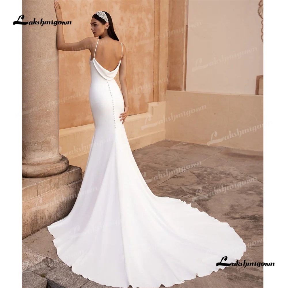 Lakshmigown V Neck Mermaid Wedding Dress 2025 Satin Court Train Wedding Gown Customizedrobe de mariéevestidos para mujerплатье в