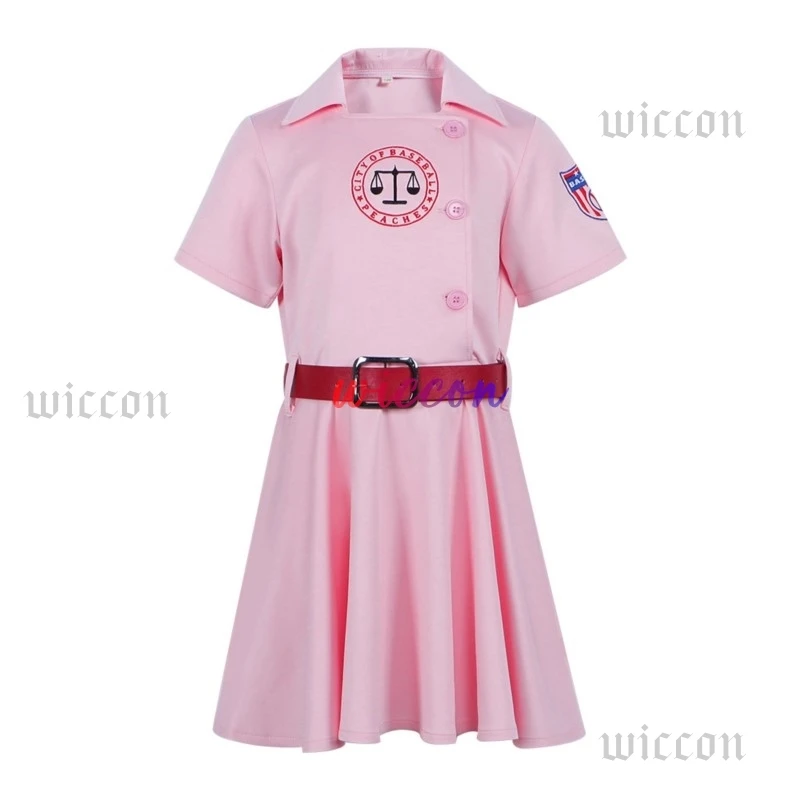 Rockford Peaches Movie AAGPBL Women's Baseball Dress Costume Cosplay A League of Their Own Pink Dress Costume Takerlama