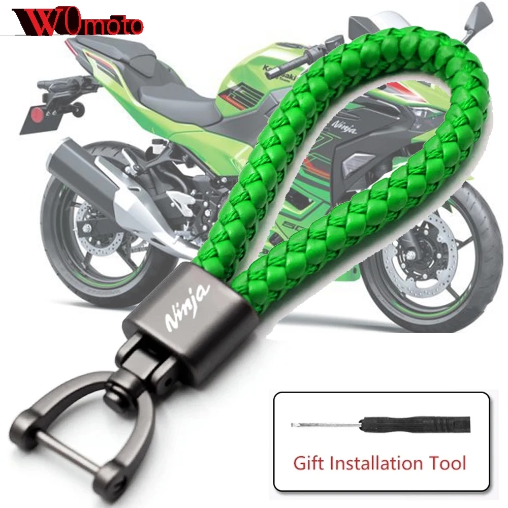 For Kawasaki Ninja e-1 H2 SX H2R 250 300 400 500 650 1000 ZX-6R ZX-10R ZX-14R Keychain Keyring Key Holder Motorcycle Accessories