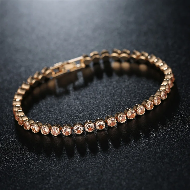 

Vintage Bling Cubic Zirconia Tennis Bracelets for Women Wedding Iced Out Colorful Crystal Gold Plated Chains Jewelry Bijoux Gift