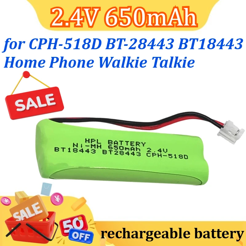 

2.4V 650mAh Replacement Battery for CPH-518D BT-28443 BT18443 Home Phone Walkie Talkie NIMH Rechargeable Battery