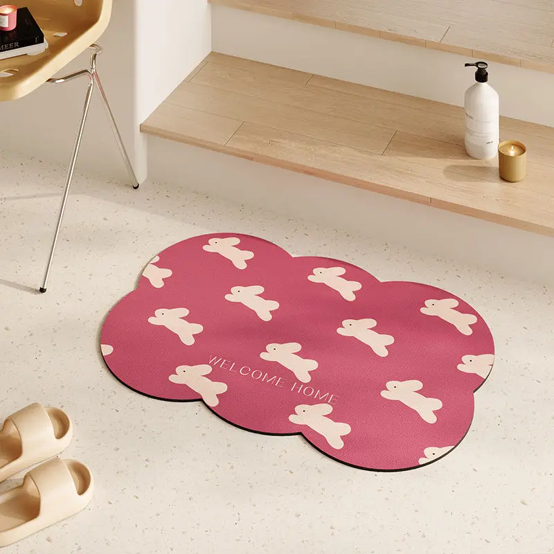 Jumping rabbit bathroom floor mat dopamine bathroom sink quick drying non-slip anti-drop absorbent foot mat door mat
