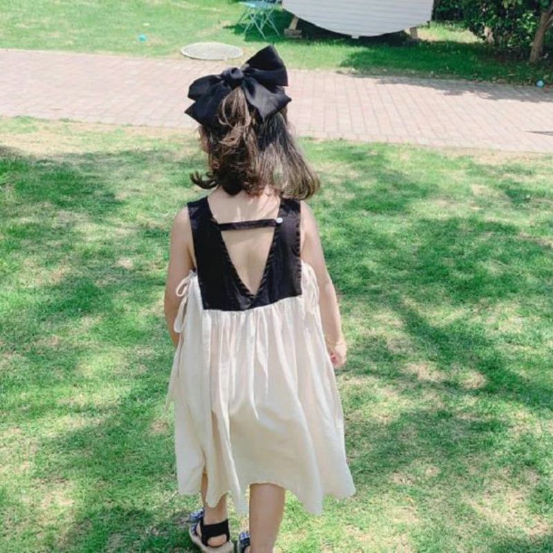 Summer New Children\'s Dress Japanese and Korean Style Fake Two Pieces Girl\'s Dress A-line Skirt Personalized Patchwork Dress\'