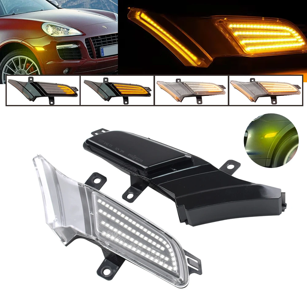 For Porsche Cayenne 957 967 2007-2010 LED Dynamic Side Marker Lights Turn Signal Blinker Indicator Lamps