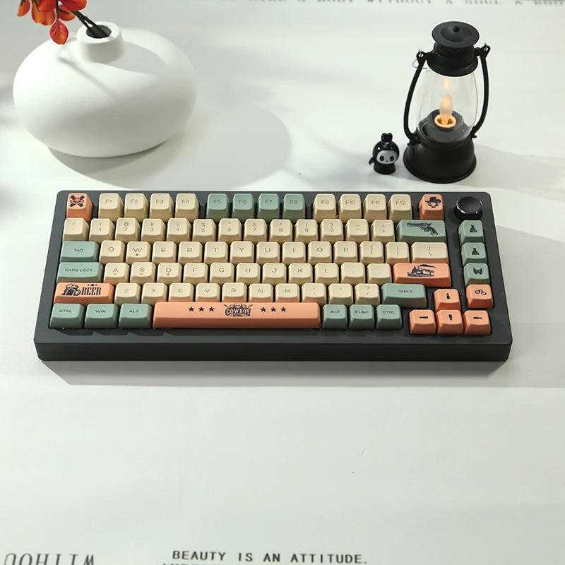 Retro Cor Tema Keycaps Set, PBT Sublimação Keycaps Teclado, Custom SDA Perfil, Acessórios Teclado Mecânico