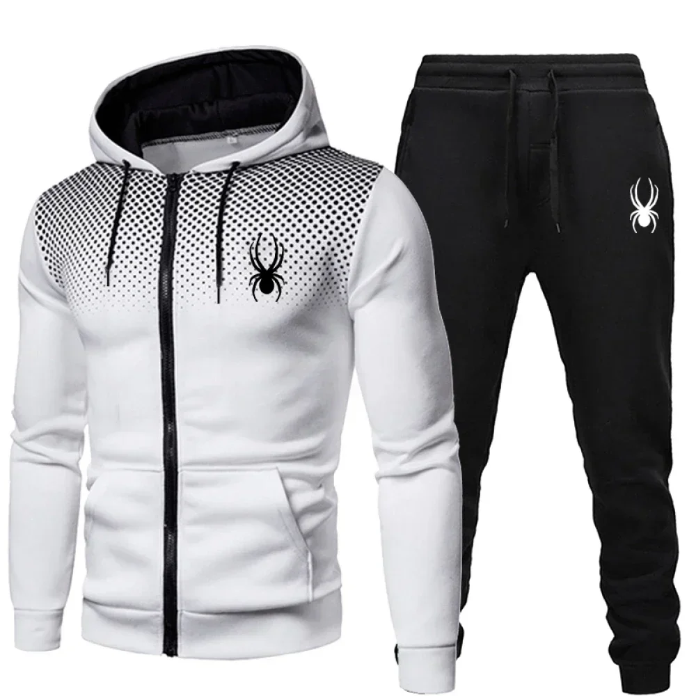 Two Piece Men's Sports Suit, Jogging Suit, Sports Suit, Hooded Sweatshirt, Zipper Sweatshirt + Sports Pants, Autumn and Winter M