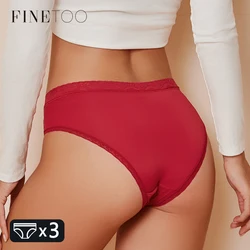 3Pcs Women Seamless Ultra-Soft Underwear Sexy Low Waist Lace Panties Female Breathable Solid Briefs Sports Comfort Lingerie S-XL