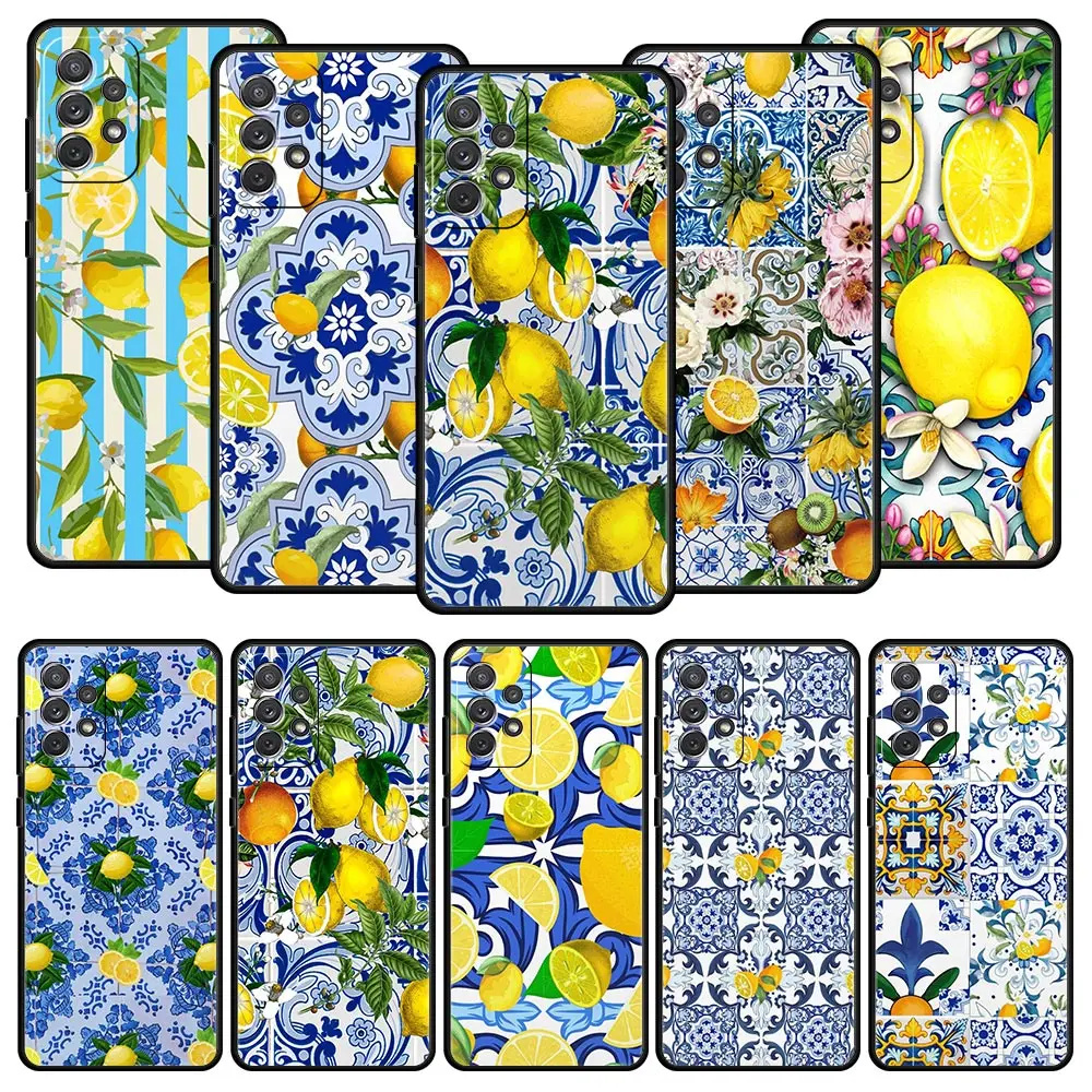 Mediterranean Lemon Phone Case For Samsung Galaxy A13 A51 A71 A41 A31 A21S A11 A01 A03S A12 A32 A52 A22 A23 A33 A53 A73 5G Cover