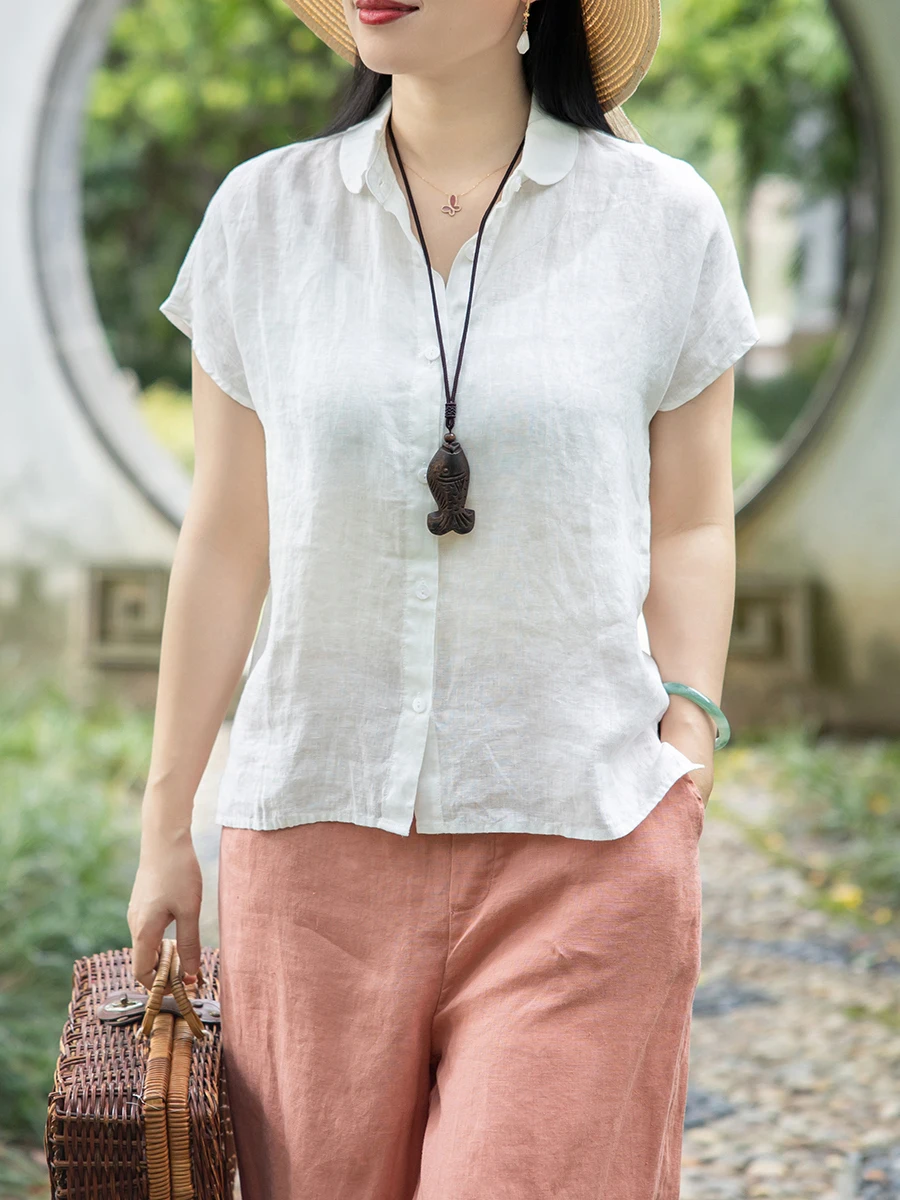Kemeja Linen Wanita Gaya Jiang - Linen Shirt Breathable ulasan dan harga