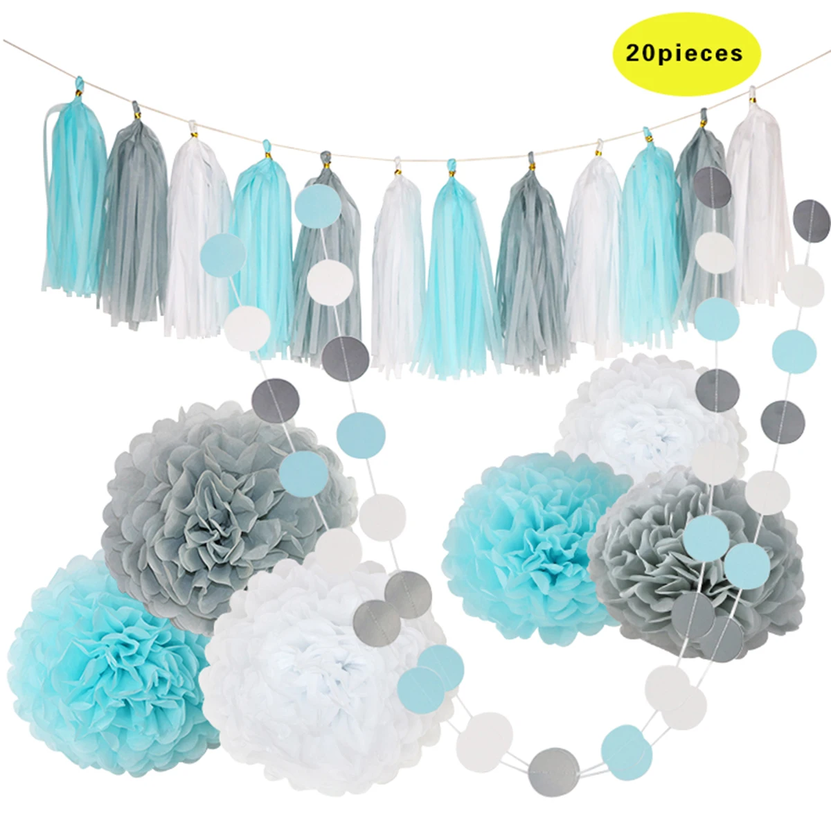 

20 Pcs Poms Paper Tassels Tassel Garland Garland Decor Supplies Reusable Birthday Pom Pom Paper Party Wedding DIY