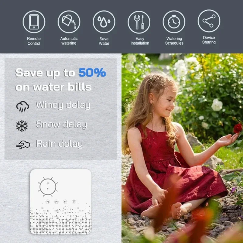 Automatic Watering 8 Zone Irrigation Timer with Tuya WiFi Smart Controller Compatible with Alexa and Google Home