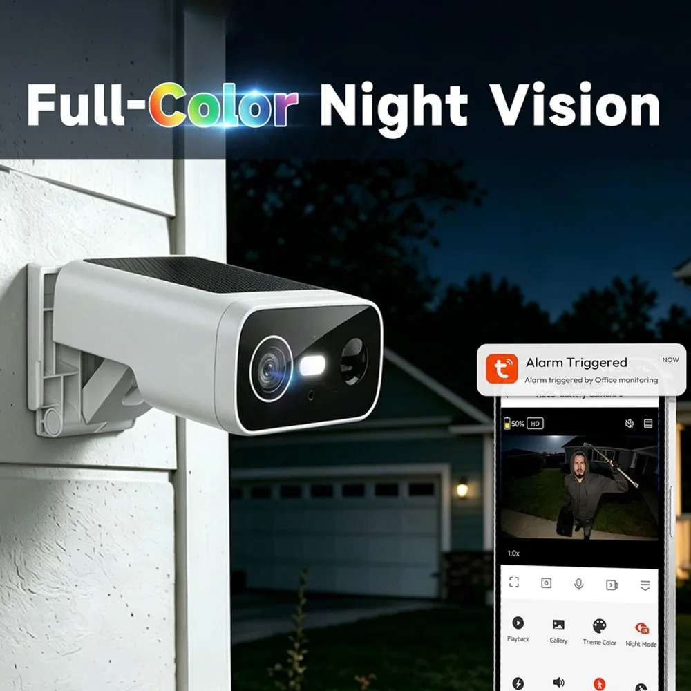 [NEW!】 1080P Tuya Solar Wireless Security Camera Dual Lens Camera For Home Security, Motion Detection, 2 Way Audio