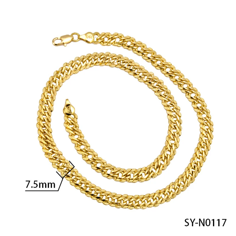 Sunny Jewelry Fashion New Copper Necklace Link Chains Gold Plated High Quality For Women Man Italy 750 For Daily Wear Gift