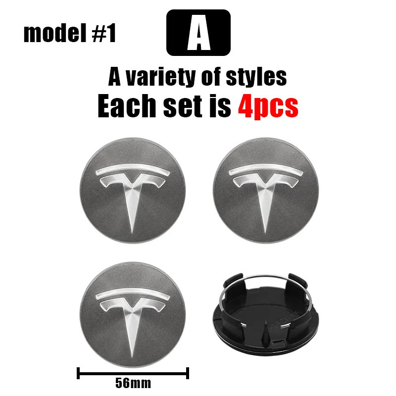 4Pcs 56 60mm Auto Wheel Center Hub Tyre Caps 60mm Rim Cover Sticker Badge Emblem Accessories For Tesla Model 3 Model S X Model Y