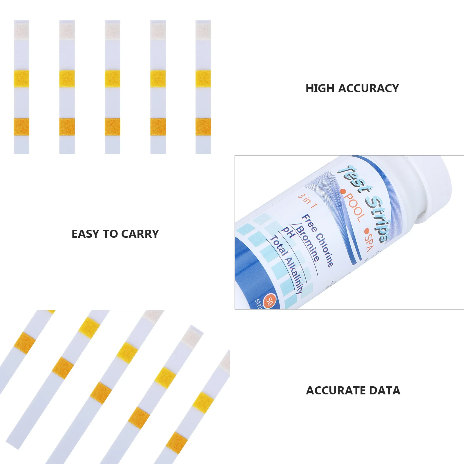 Tiras de teste de água 3 em 1, 50 peças, resultados rápidos e fáceis, sem necessidade profissional para usos múltiplos, tira de reagente de tira de teste 3 em 1