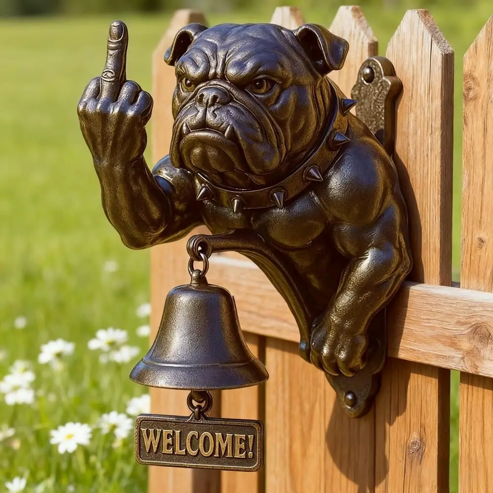 Retro Pug Dog Shaped Doorbell Funny Welcome Animal Themed Front Door Chime Bell Entry Wall Knocker Dinner Bell Decoration