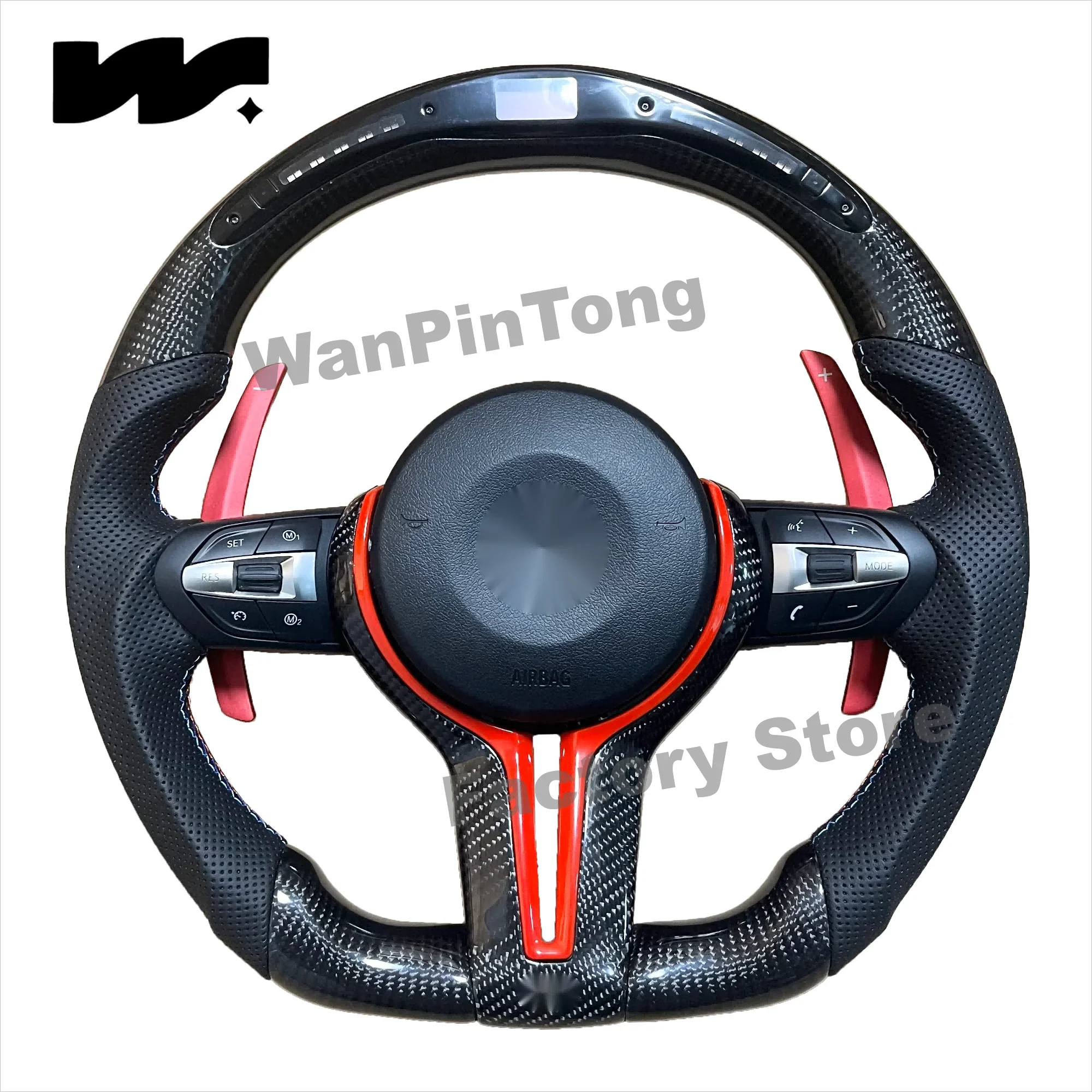 

Customized sports styling perforated leather carbon fiber LED red metal paddle steering wheel for BMW F10 F30F07 F02 F35 F18 F15