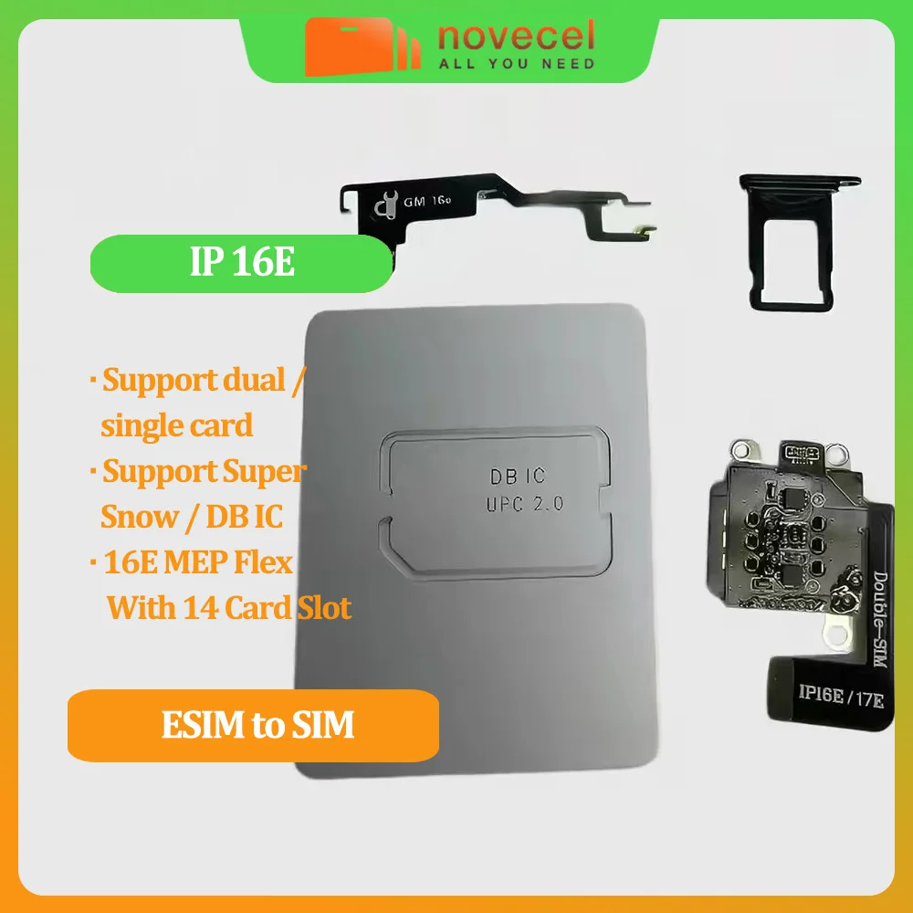 For iPhone 16E US Version ESIM Change to SIM Conversion Dual Sim Card Flex Cable Supports SIMHUB IC Bulit-in Card Tray