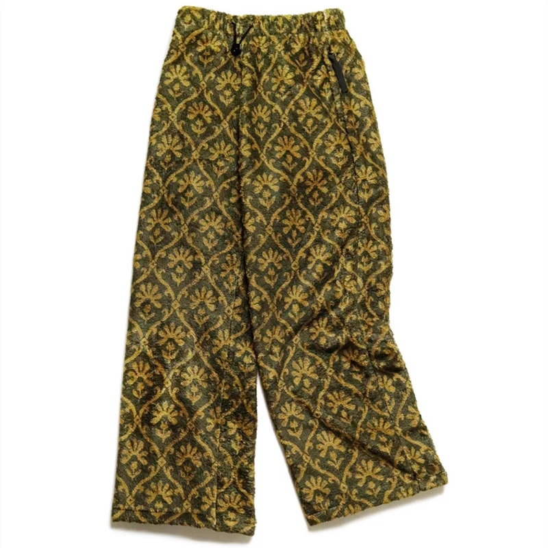 

25FW Japanese Hirata Hohiro Casual Lamb Skin Floral Warm Loose Straight Pants