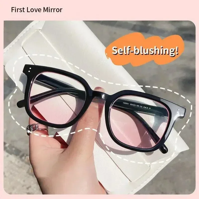 Neue Sonnenbrille für Damen, transparenter schwarzer Rahmen, Puder-Rouge-Brille, Make-up, kostenlose Selbstverschönerung, quadratischer großer Rahmen