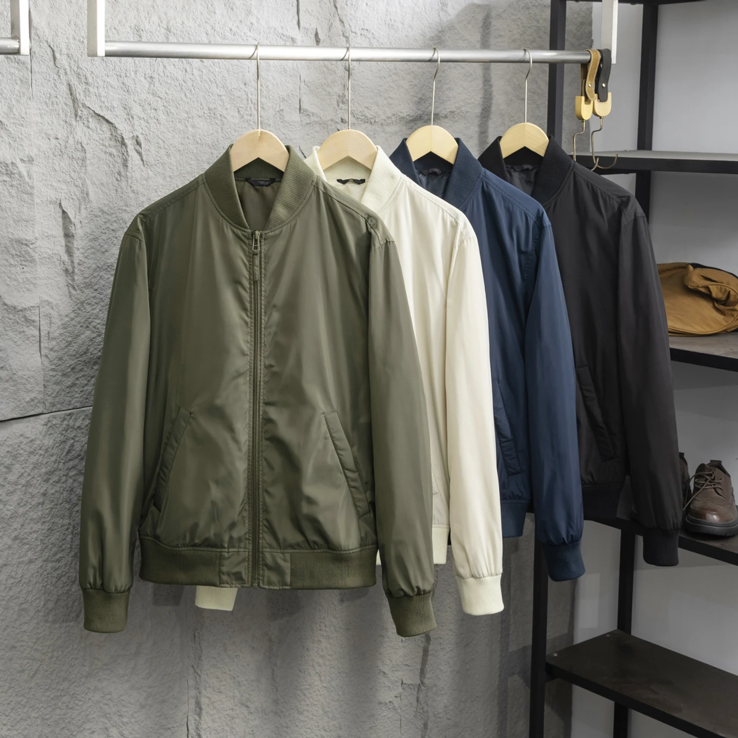 Men's Soft Breathable Pilot Jacket Outerwear Baseball Collar Memory Fabric Technology Autumn Winter Fashionable Long Sleeve Z...