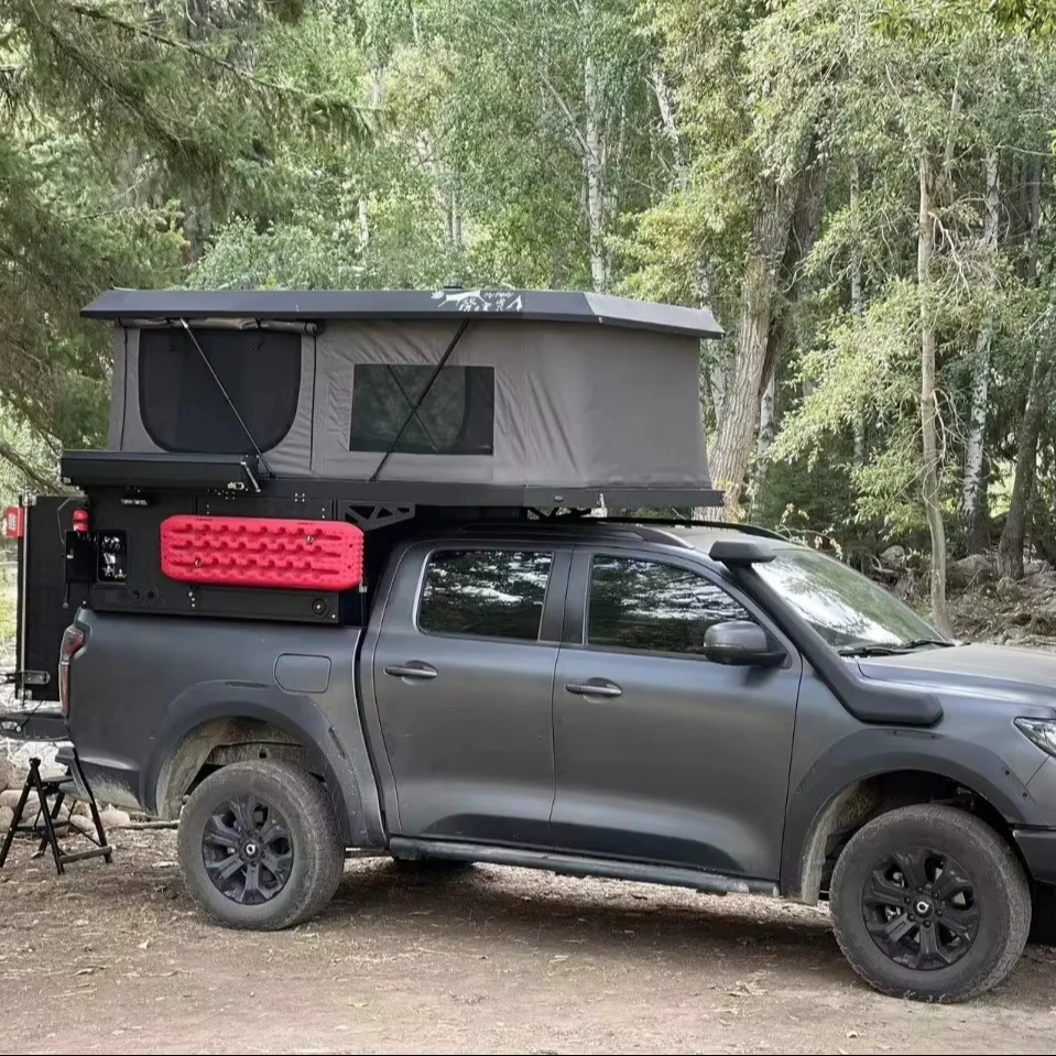 Modern Luxury Expedition Sleek Camper Design for 4x4 Pickup Truck Long Bed Slide Off-Road RV Customizable for Travel