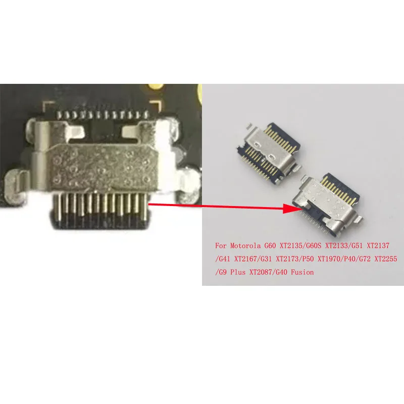 

10-100 шт. USB-разъемы для зарядки и док-станций для Motorola Moto G60 G60S G51 G41 G31 P50 P40 G72 G9 Plus G40 Fusion XT2135