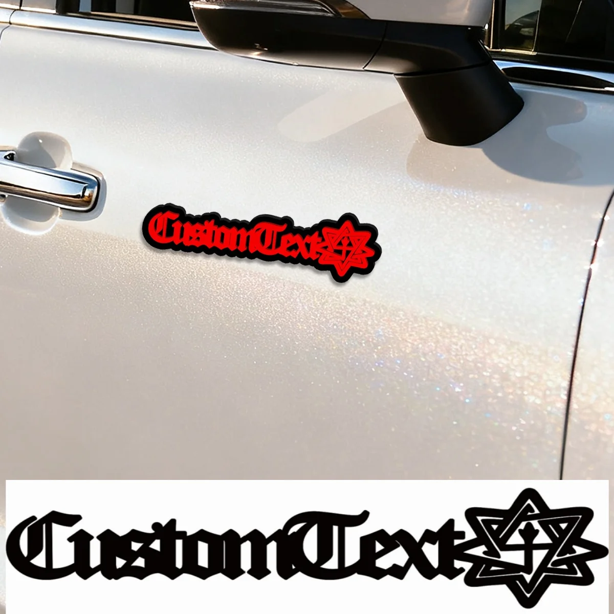 Custom Hexagram Magic Circle Car Sticker with Custom Text，Waterproof Acrylic，for DIY Car Styling & Occult Lover Gifts