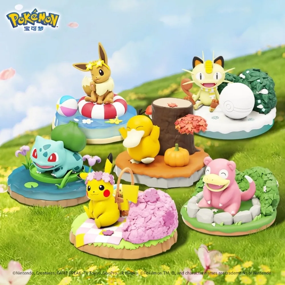 

Подлинная забавная фигурка Pokemon Pikachu Psyduck Slowpoke Meowth Series, натуральная дикая природа, модель для игрушек на день рождения, подарок