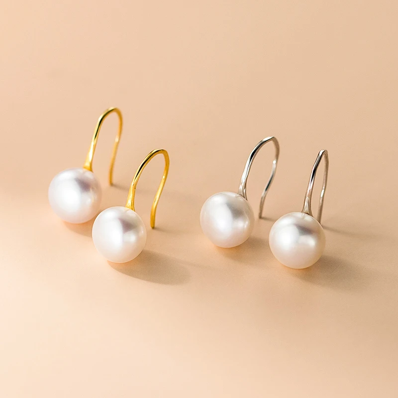 WANTME 925 فضة طبيعي الباروك اللؤلؤ الأذن هوك للنساء موضة بسيطة تصميم فرنسي أقراط مجوهرات اكسسوارات #3