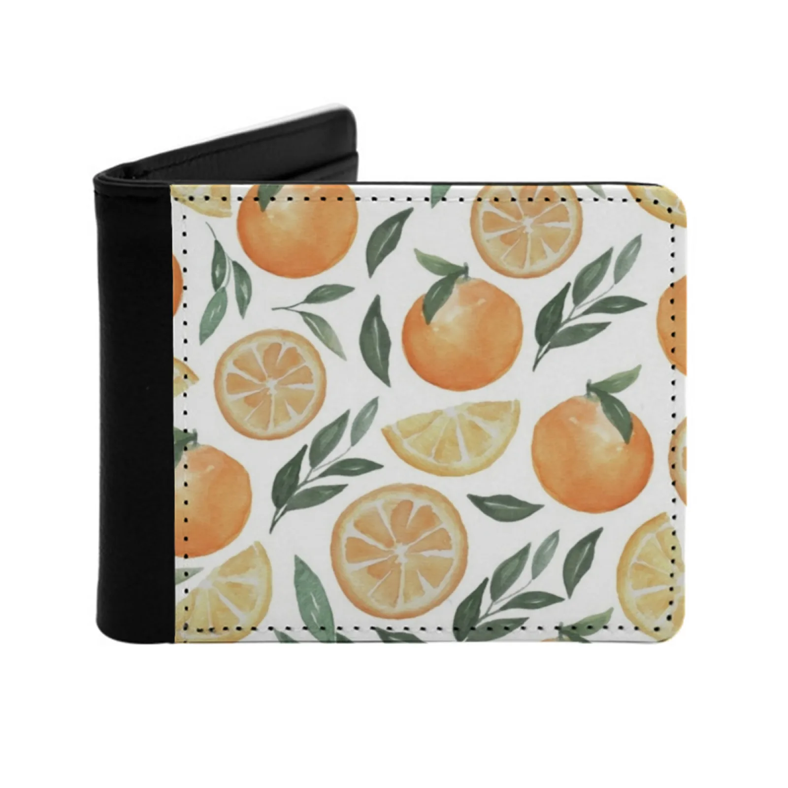 Orange Men's Wallet Pu Leather Wallet Multifunction Credit Card Purse Orange Fruit Orange Fruit Orange Juice Annoying Orange