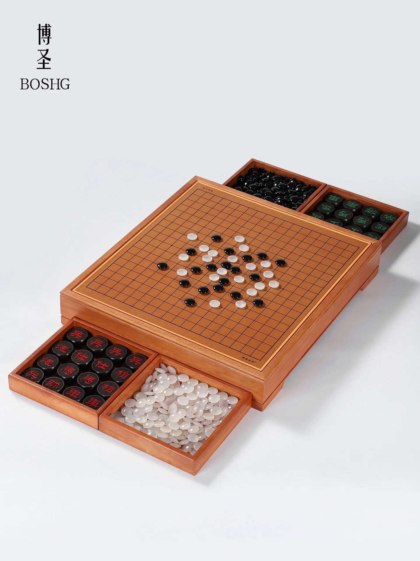 Jade Go Gobang board set, solid wood table chess pier two-in-one dual-purpose Chinese chess adult