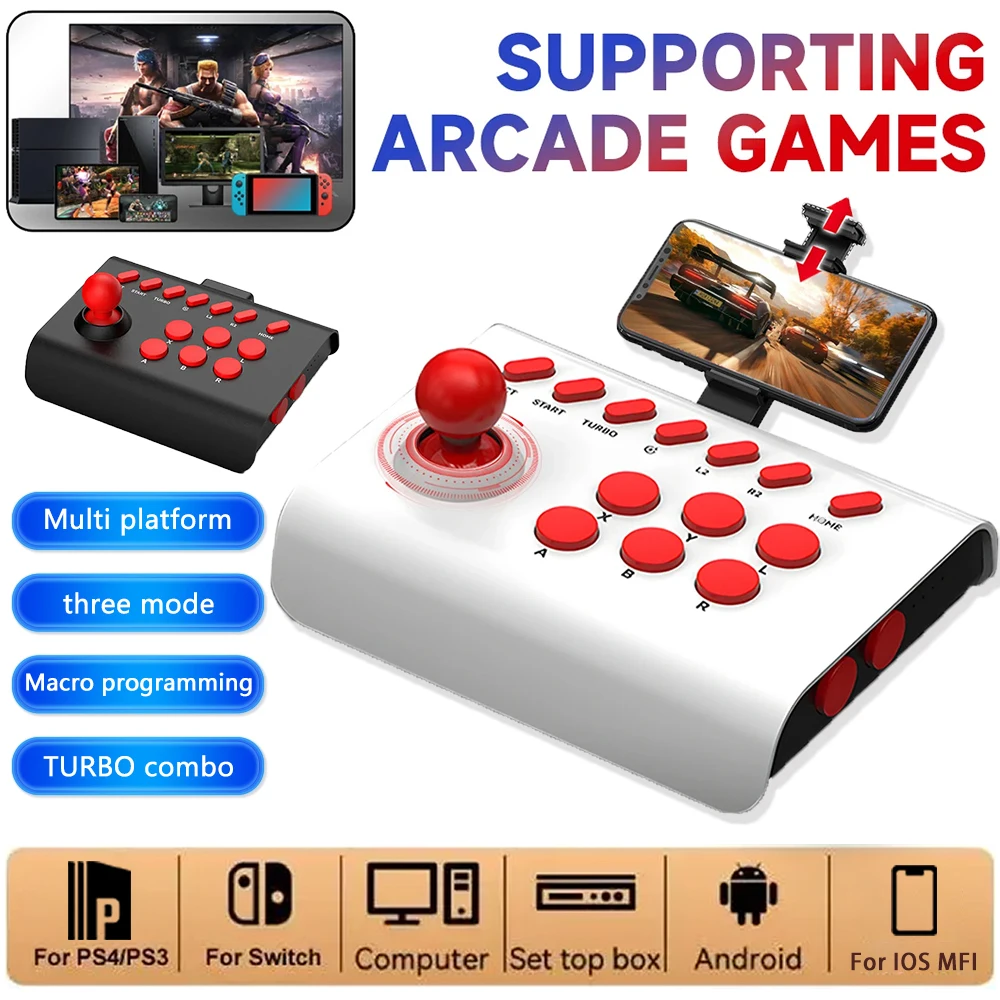 Wireless Bluetooth Retro Arcade Console Game Joystick Controller for PS4/PS3/Nintendo Switch/ Andriod IOS Mobile Phone Street