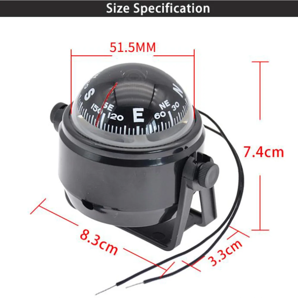 Waterproof Nautical Compass for Marine Boat, Sea Pivoting, Electronic LED Light, Navigation Positioning