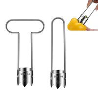 A03F-304 Stainless Steel  Peeler Slicer Corer, 2Pcs Pepper Seed Corer Remover, Fruit Vegetable Core Remover