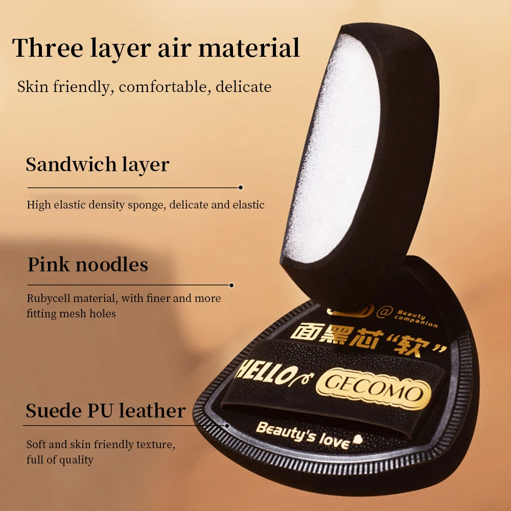 GECOMO-Puff em pó triangular, esponjas de maquiagem com estojo de viagem, uso duplo seco e úmido, macio e amigável à pele, grosso e durável