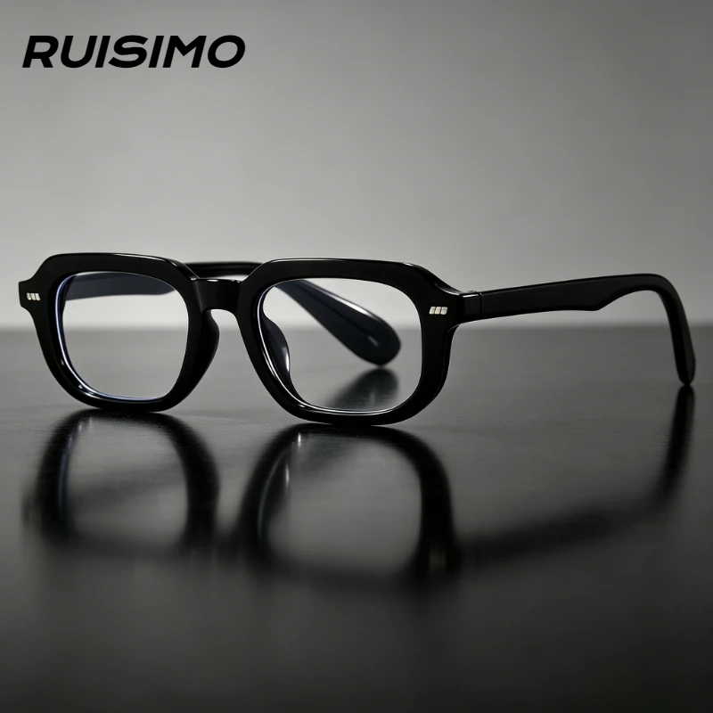 RUISIMO Blaulichtfilter-Brille für Männer und Frauen, Computerbrille, Retro-Quadrat-Design mit Nieten, Anti-Blaulicht-Klarbrille, Unisex