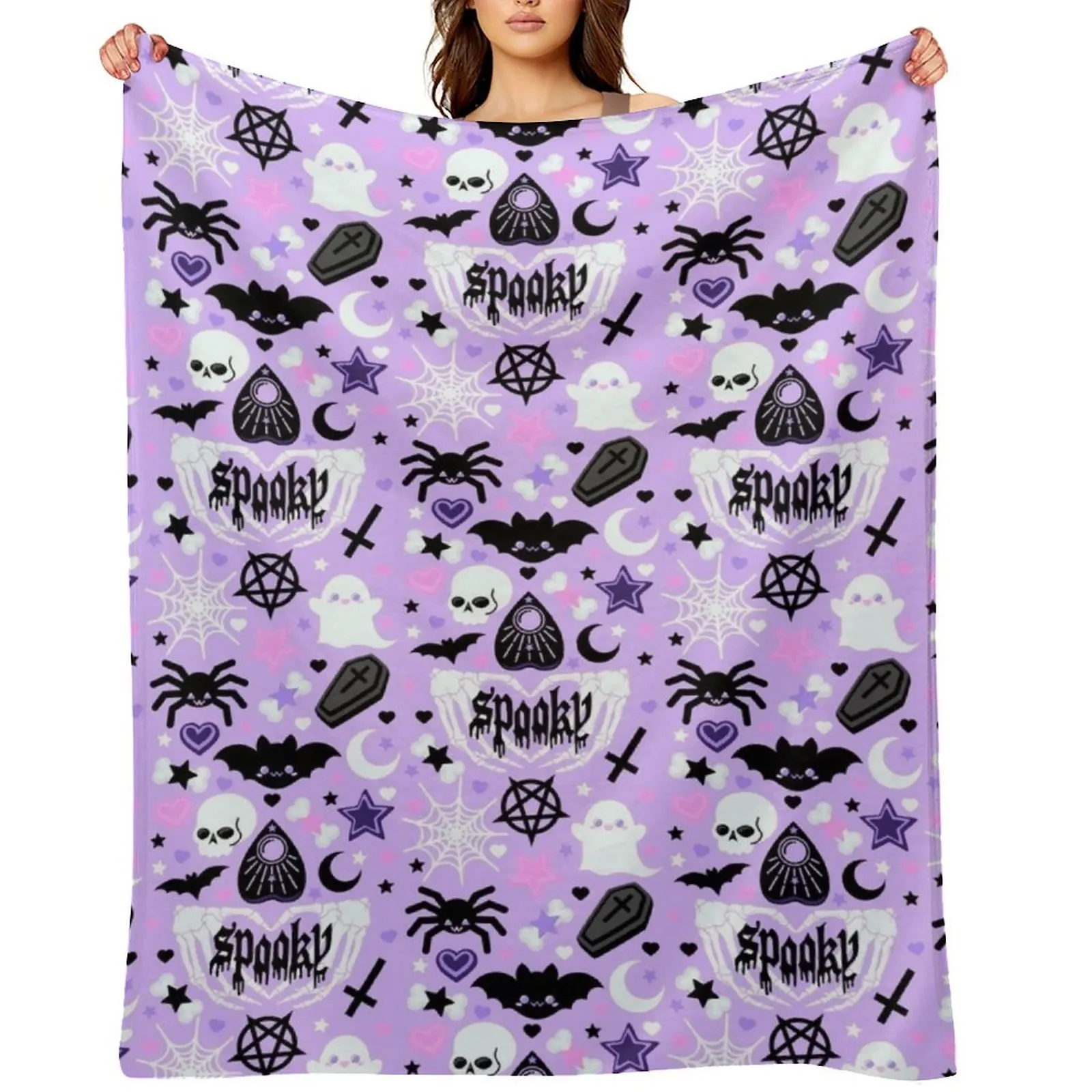 

Pastel Goth Throw Blanket Hairy Luxury Designer Blankets For Sofas Flannel Fabric Blankets